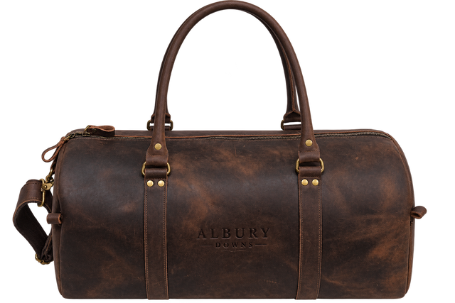 Leather Weekender Duffel bag, front view