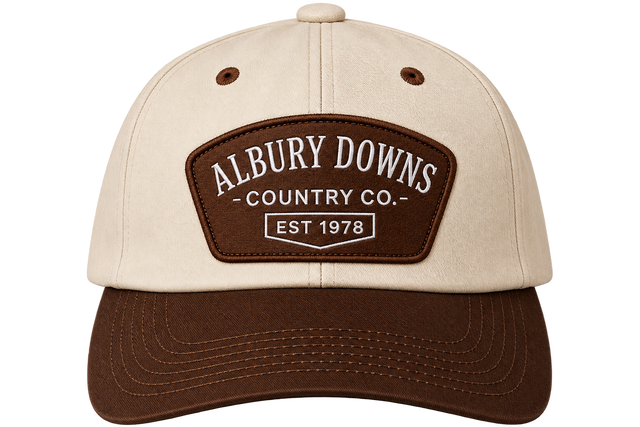 Heritage Patch Cap, front view with Albury Downs crest patch